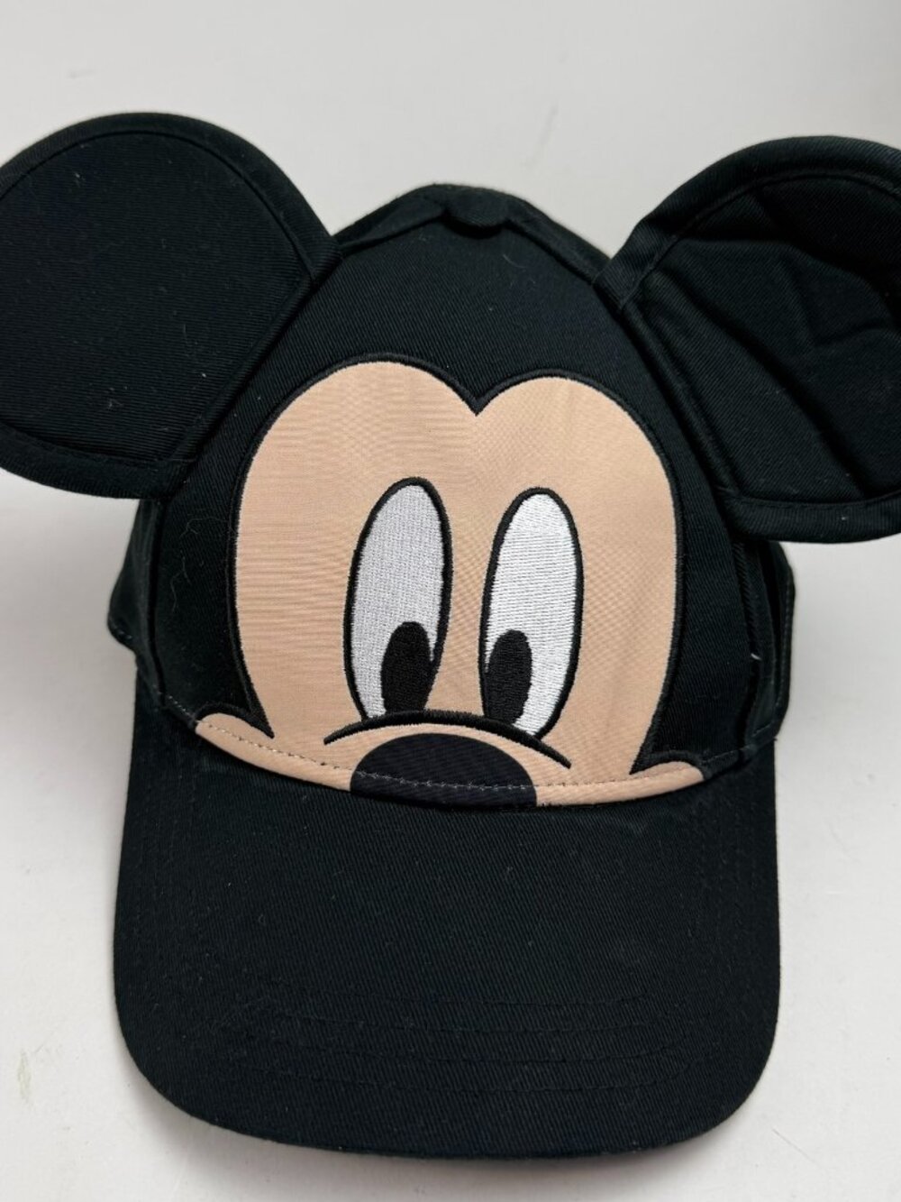 Disney Mickey Mouse Face Ears Baseball Hat Cap Snapback Black 100% Cotton stains